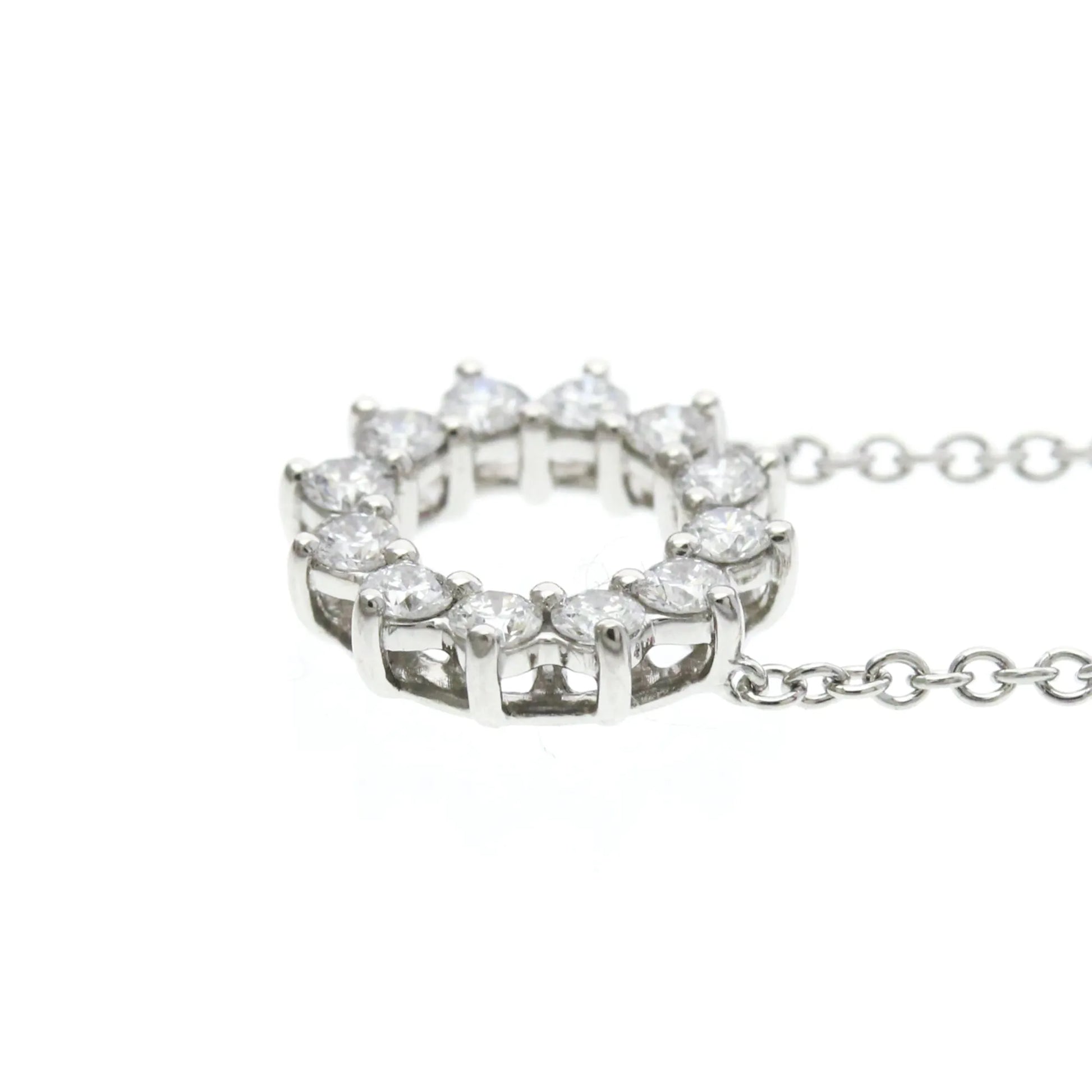 Tiffany & Co. Open Circle Pendant Platinum with Diamonds, Silver, Platinum, Necklace