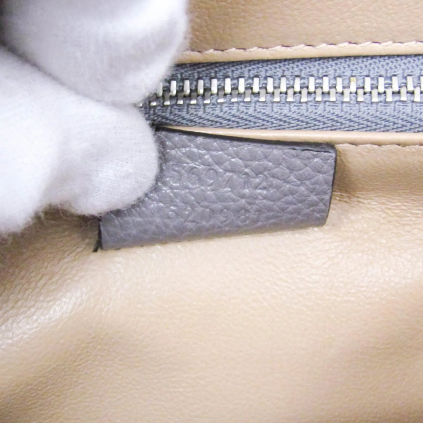 Gucci Zumi Top Handle Leather, Gray, Leather, Handbag