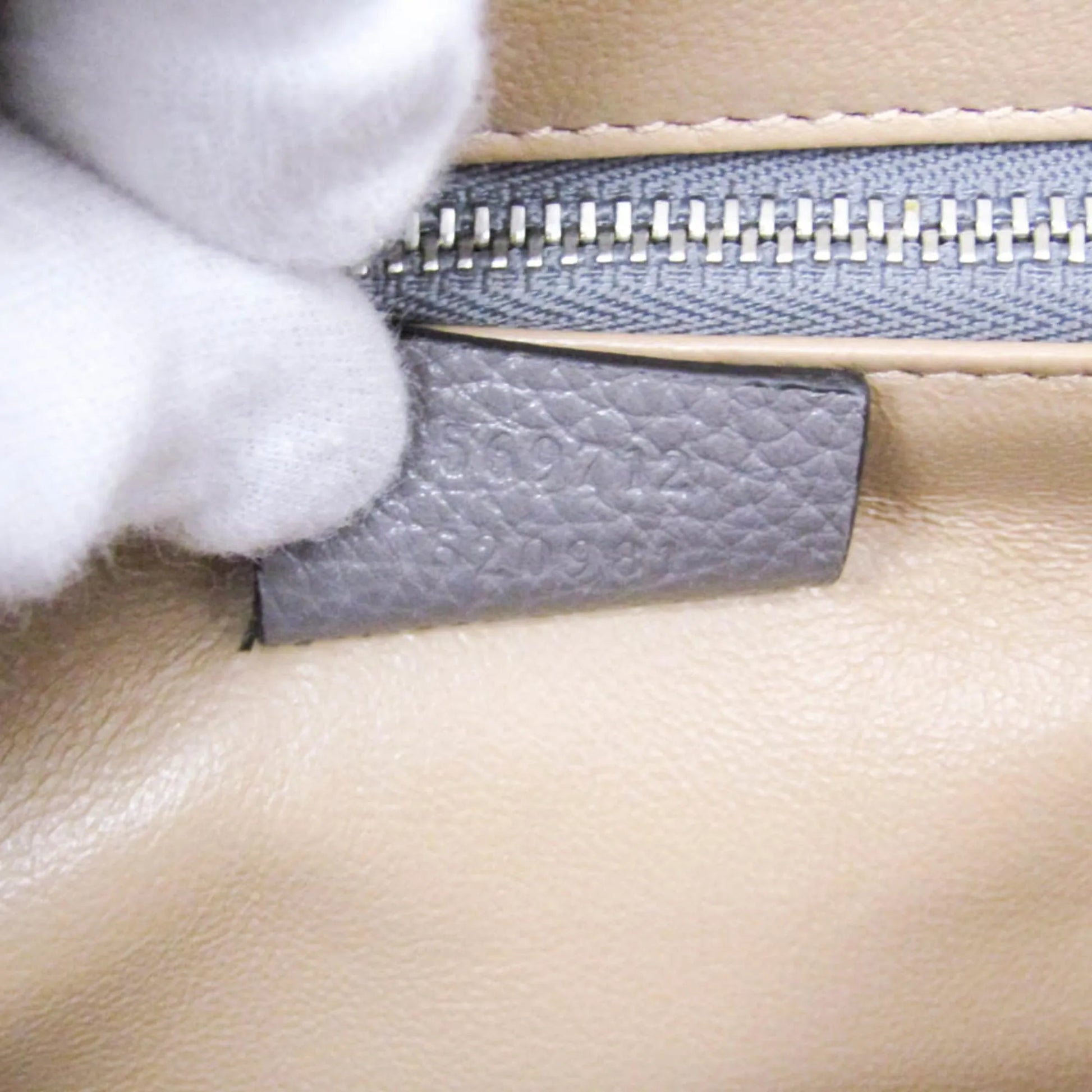 Gucci Zumi Top Handle Leather, Gray, Leather, Handbag
