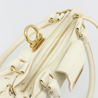 Salvatore Ferragamo Gancini Leather, White, Leather, Handbag