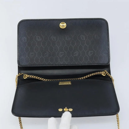 Christian Dior Vintage Honeycomb chain Canvas, Black, Canvas, Shoulder Bag