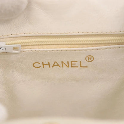 Chanel Vintage Diamond CC Tassel Quilted Lambskin, White, Leather, Shoulder Bag