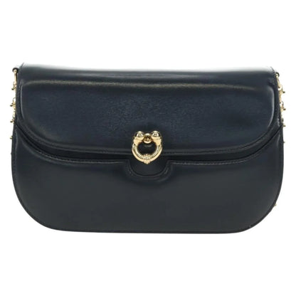 Gucci Chain Flap Leather, Navy, Leather, Shoulder Bag