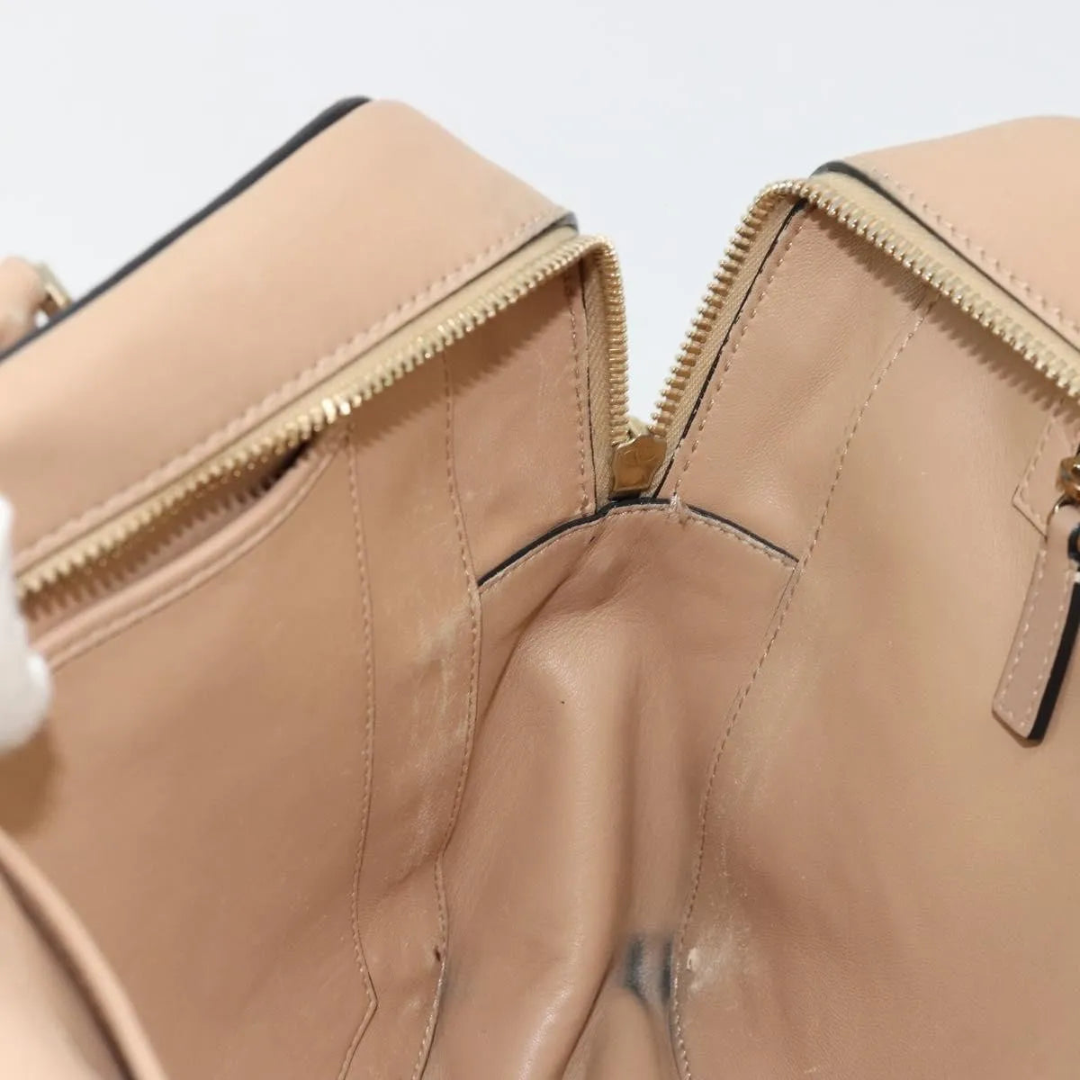 Valentino Garavani Convertible Zip Satchel Leather with Micro Rockstuds, Beige, Leather, Handbag