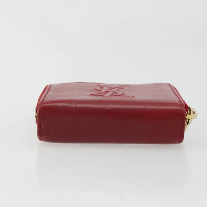 Saint Laurent Zipped Bifold Leather, Red, Leather, Wallet