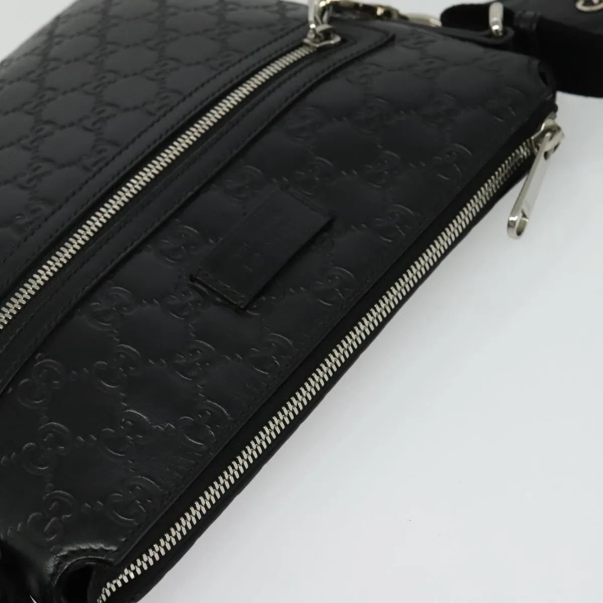 Gucci Signature Zip Messenger Guccissima Leather, Black, Leather, Shoulder Bag