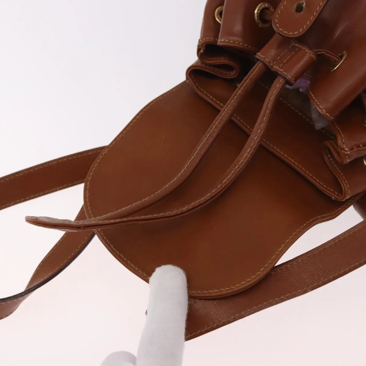 Gucci Vintage Bamboo Leather, Brown, Leather, Backpack