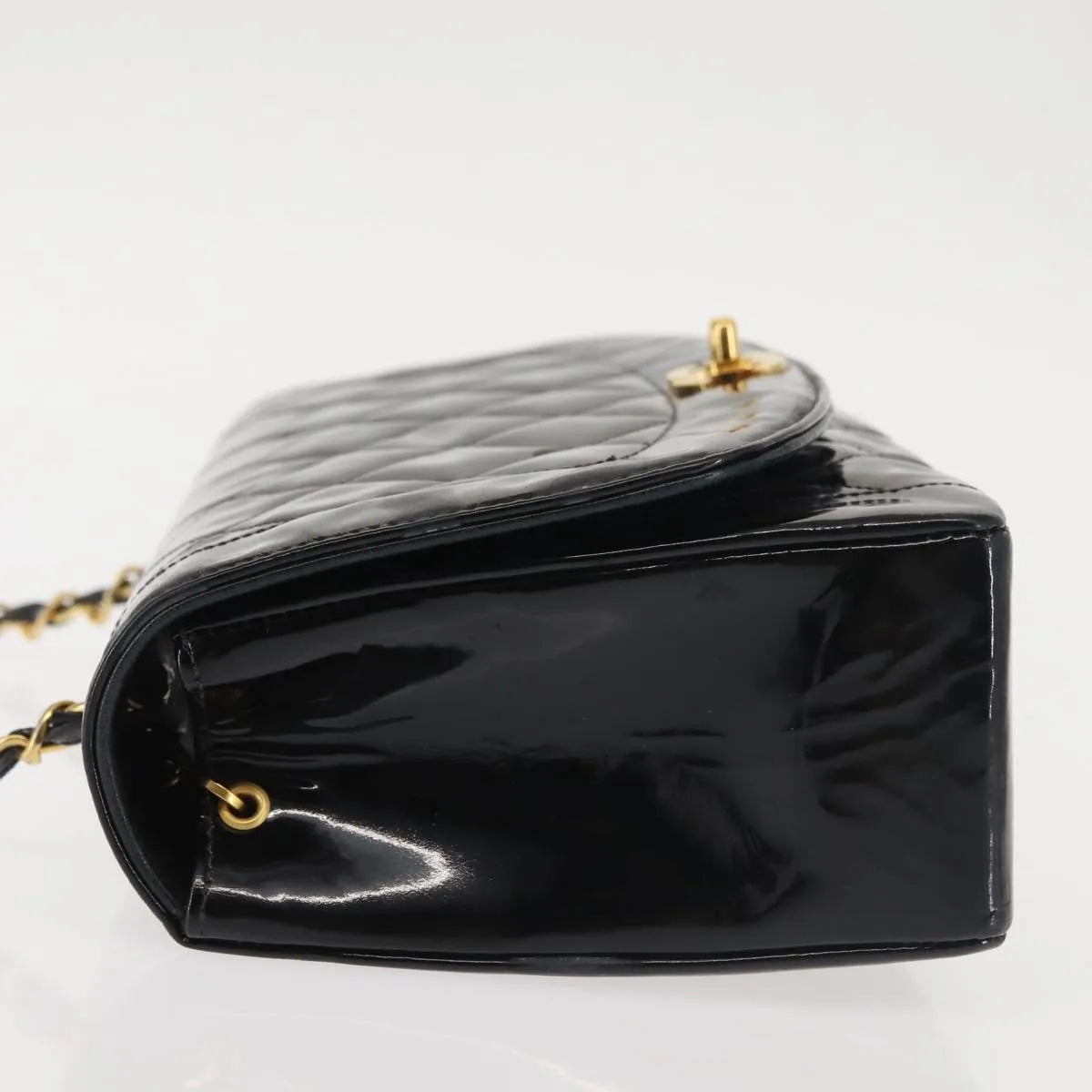Chanel Vintage Diana Flap Quilted Patent, Black, Patent Leather, Shoulder Bag