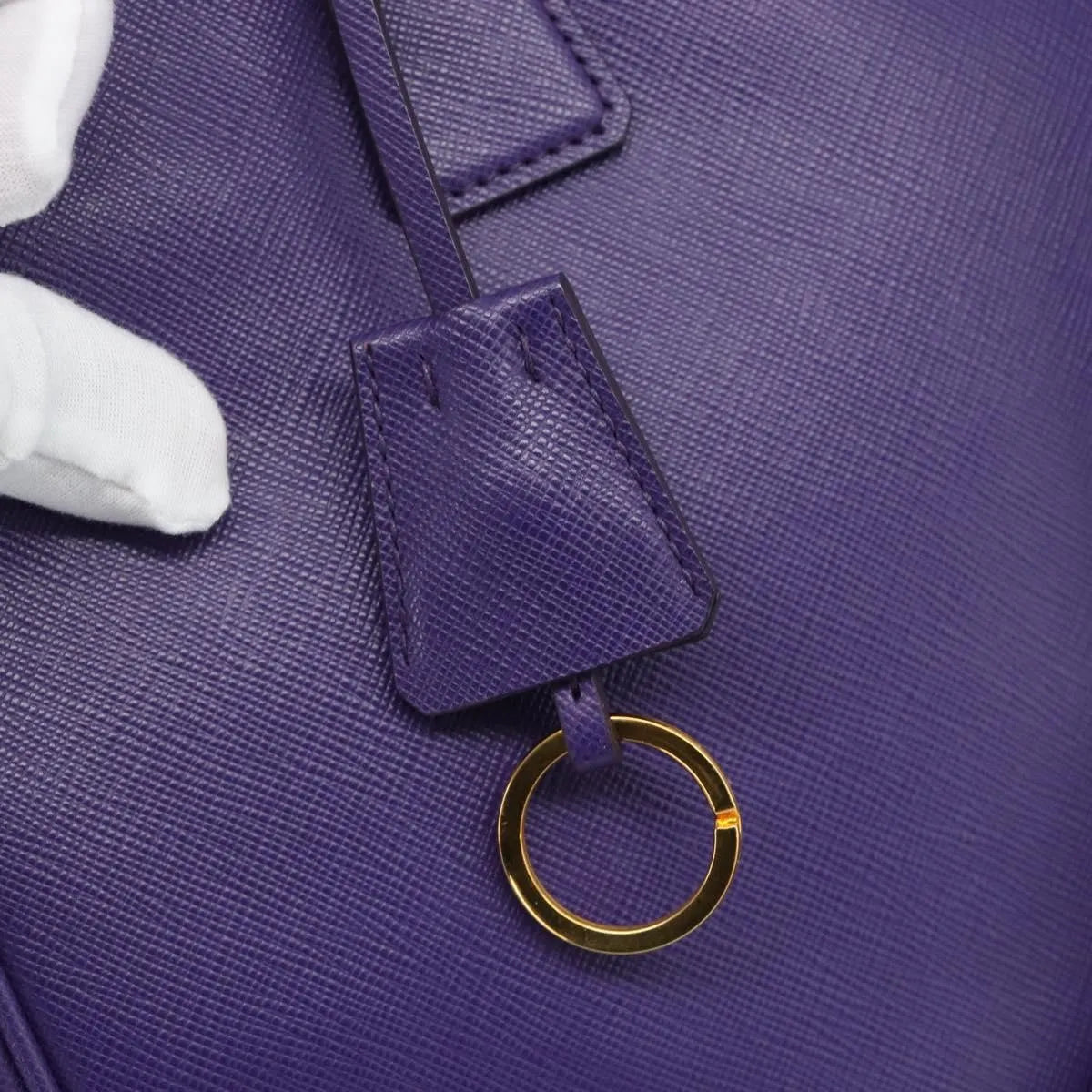 Prada Galleria Double Zip Tote Saffiano Leather, Purple, Leather, Handbag
