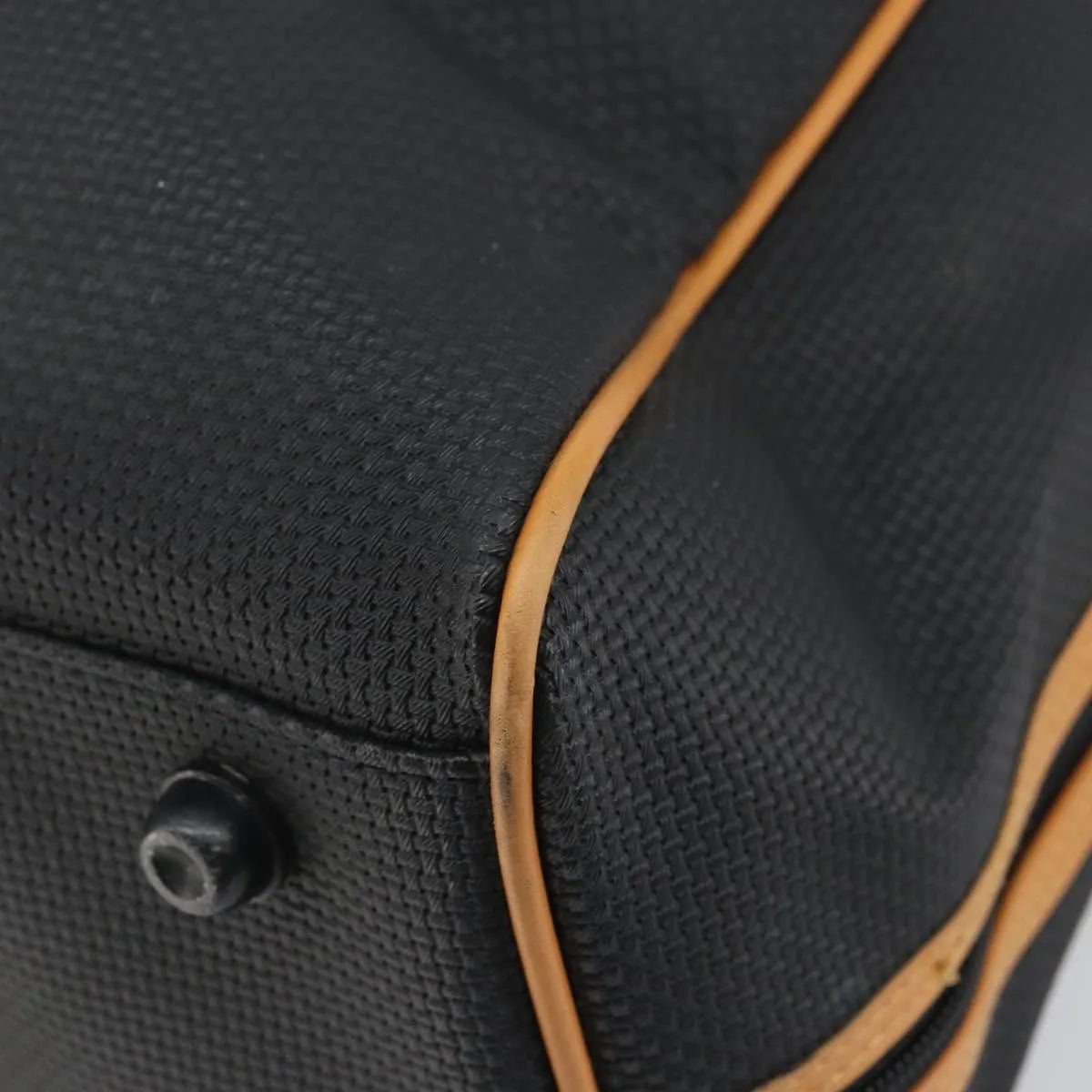 Saint Laurent Vintage Boston PVC Leather, Black, Canvas, Travel Bag