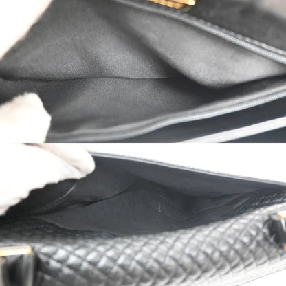 Bally Vintage Quilted Leather, Black, Leather, Handbag