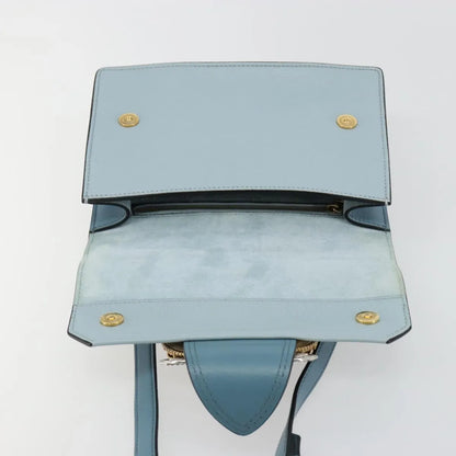 Miu Miu Madras Crystal Buckle Leather, Blue, Leather, Shoulder Bag