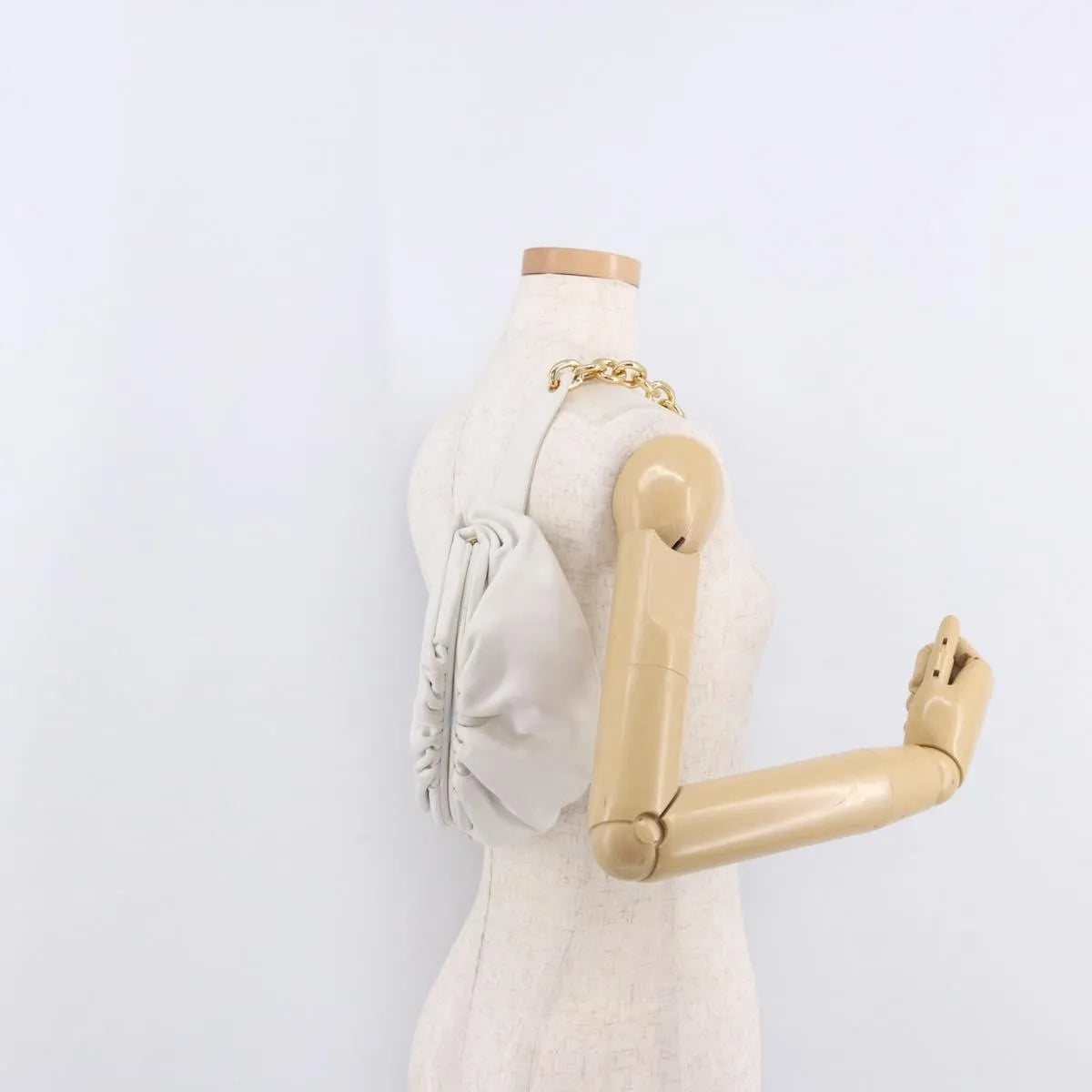 Bottega Veneta The Chain Leather, White, Leather, Shoulder Bag