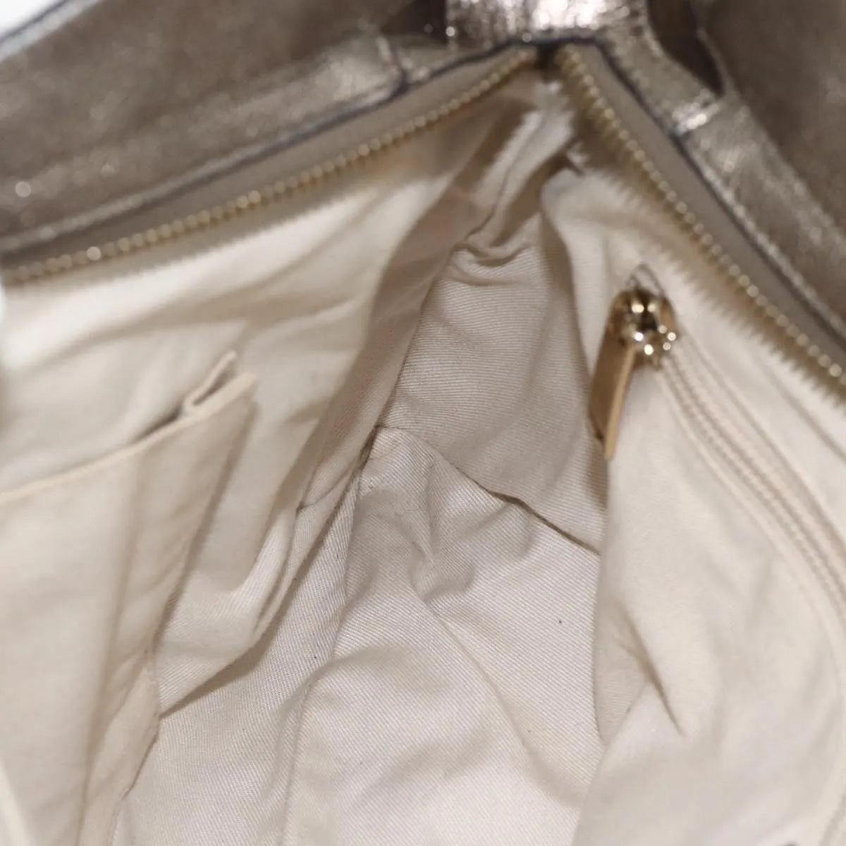 Salvatore Ferragamo Gancini Leather, Silver, Leather, Handbag