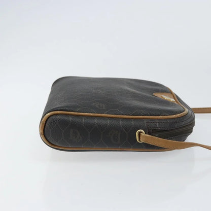 Christian Dior Vintage Honeycomb Canvas and Leather, Black, Canvas, Shoulder Bag