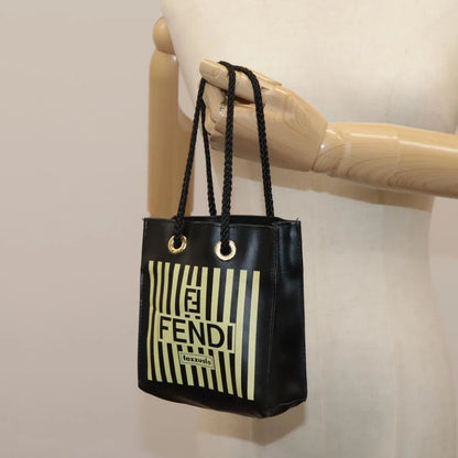 Fendi Fazzuolo Leather, Black, Leather, Tote Bag