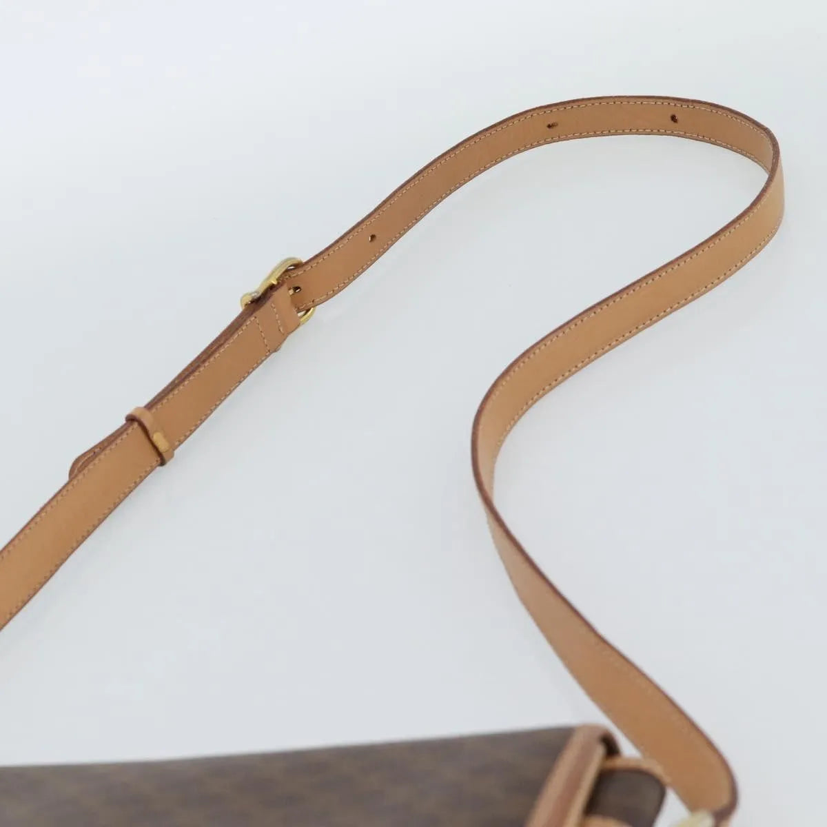 Celine Vintage Macadam Canvas and Leather, Brown, Canvas, Shoulder Bag