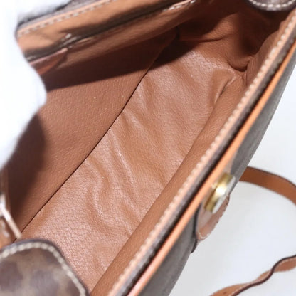 Celine Vintage Macadam Canvas and Leather, Brown, Canvas, Shoulder Bag