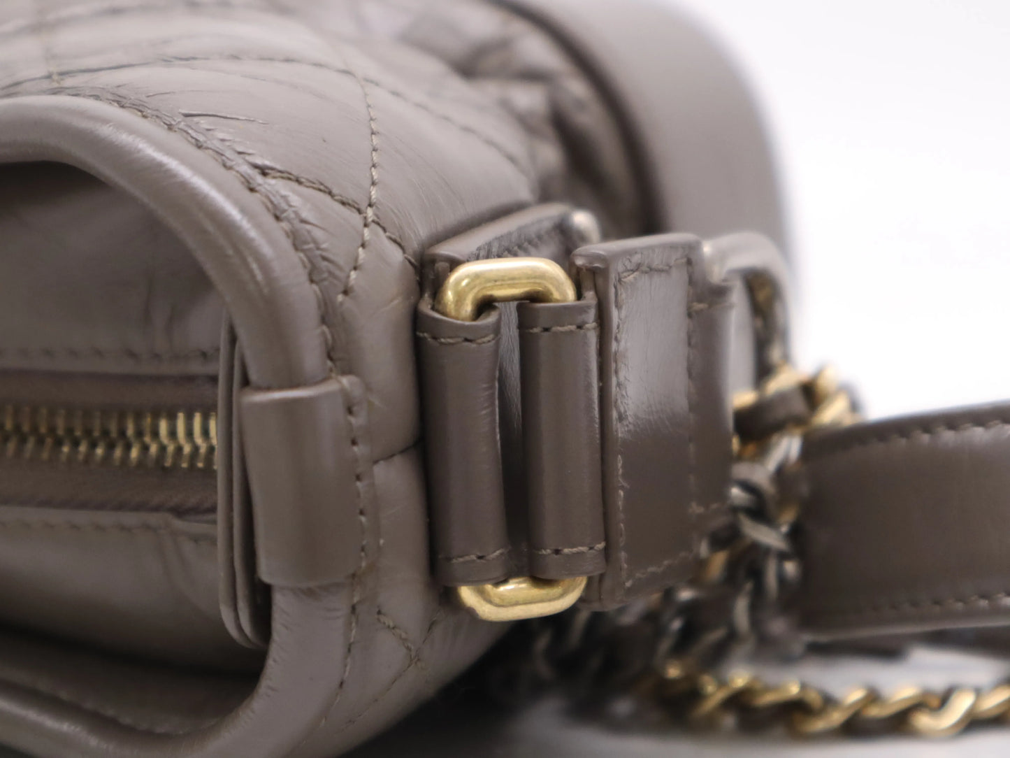 Chanel Gabrielle Hobo Quilted Aged Calfskin, Brown, Calfskin, Shoulder Bag