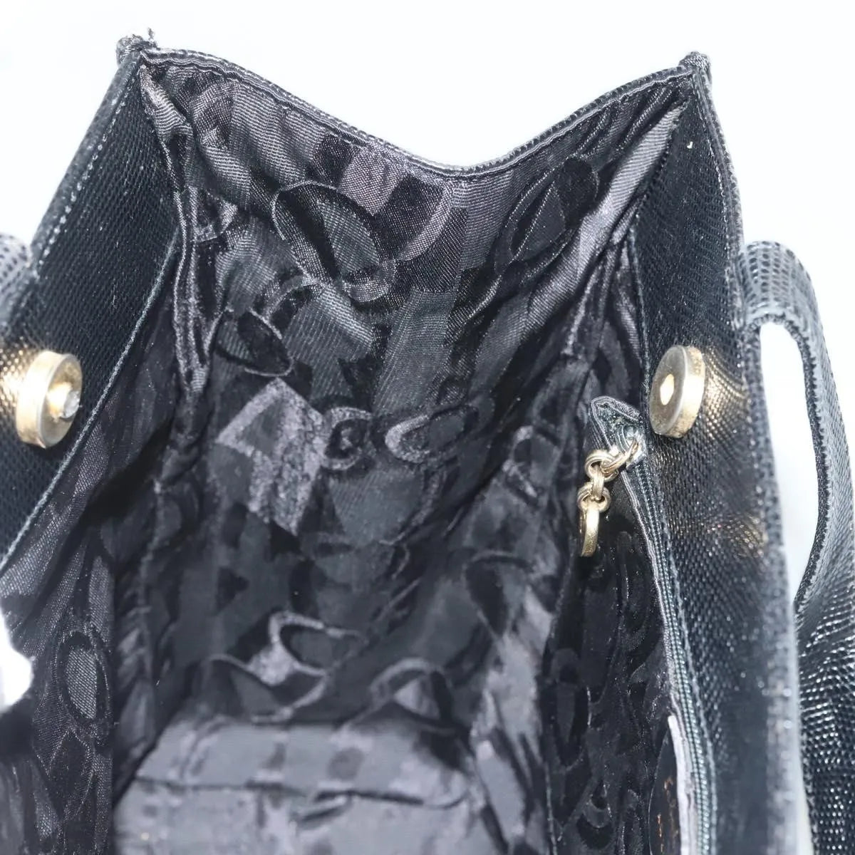 Salvatore Ferragamo Vintage Vara Bow Tote Lizard Embossed Leather, Black, Leather, Tote Bag