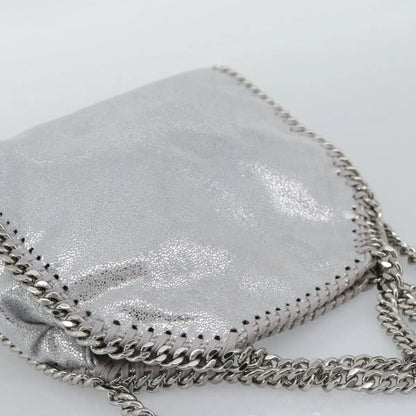 Stella McCartney Falabella Fold Over Faux Leather, Silver, Polyester, Shoulder Bag
