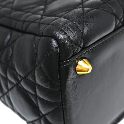Christian Dior Vintage Lady Dior Cannage Quilt Lambskin, Black, Leather, Handbag