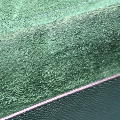 Celine Belt Textured Leather, Green, Leather, Handbag
