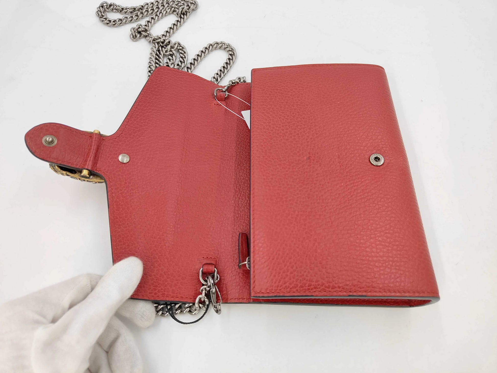 Gucci Dionysus chain Leather, Red, Leather, Wallet