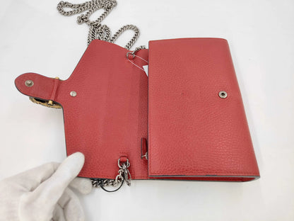 Gucci Dionysus chain Leather, Red, Leather, Wallet