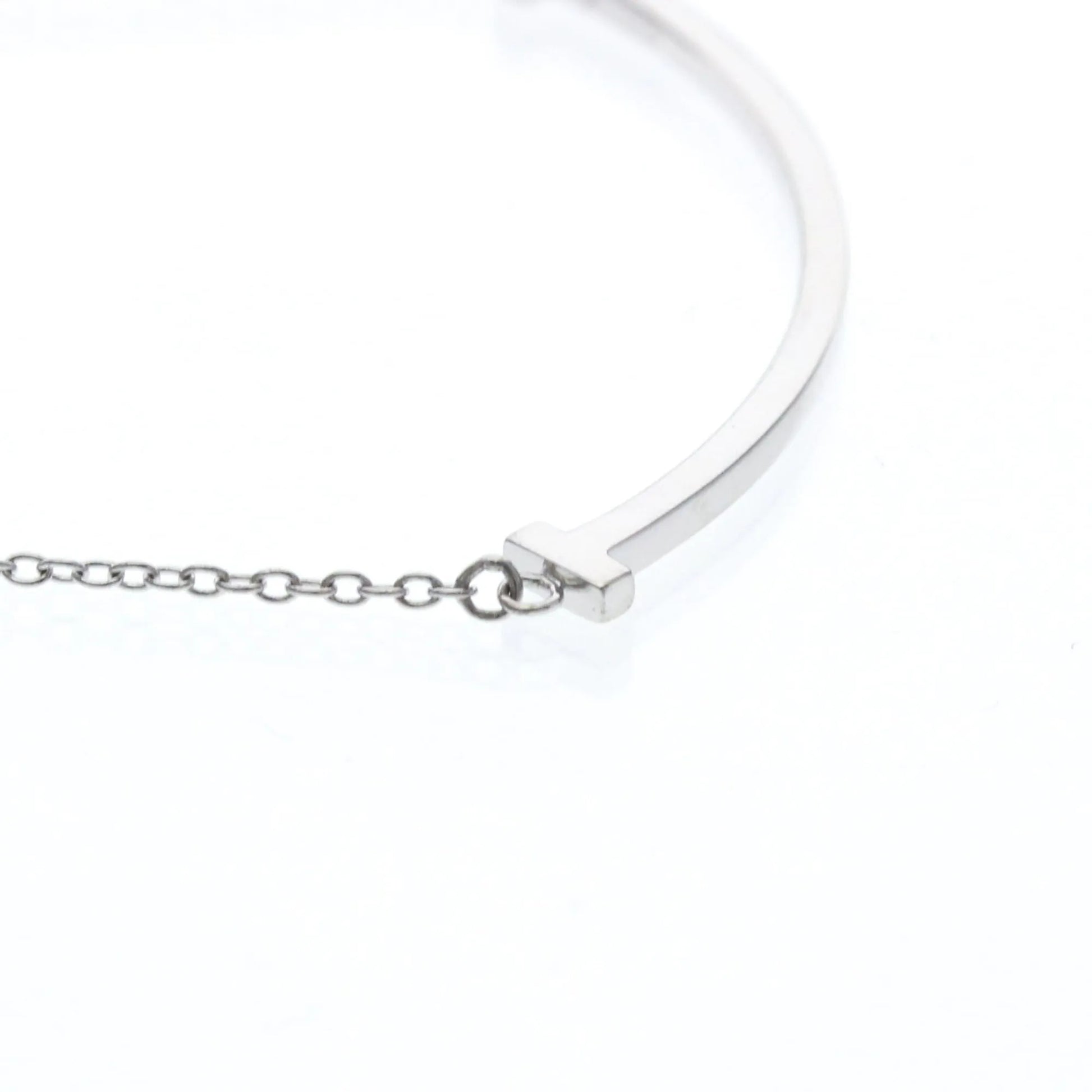 Tiffany & Co. T Smile Pendant 18K White Gold, Silver, White Gold, Necklace