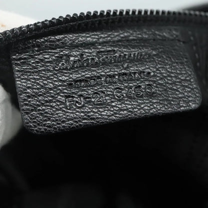 Salvatore Ferragamo Gancini Leather, Black, Leather, Handbag