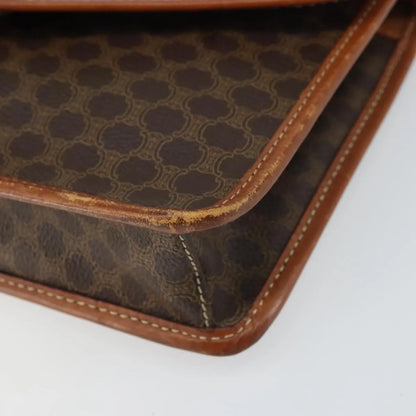 Celine Vintage Macadam Circle Logo Canvas and Leather, Brown, Canvas, Shoulder Bag