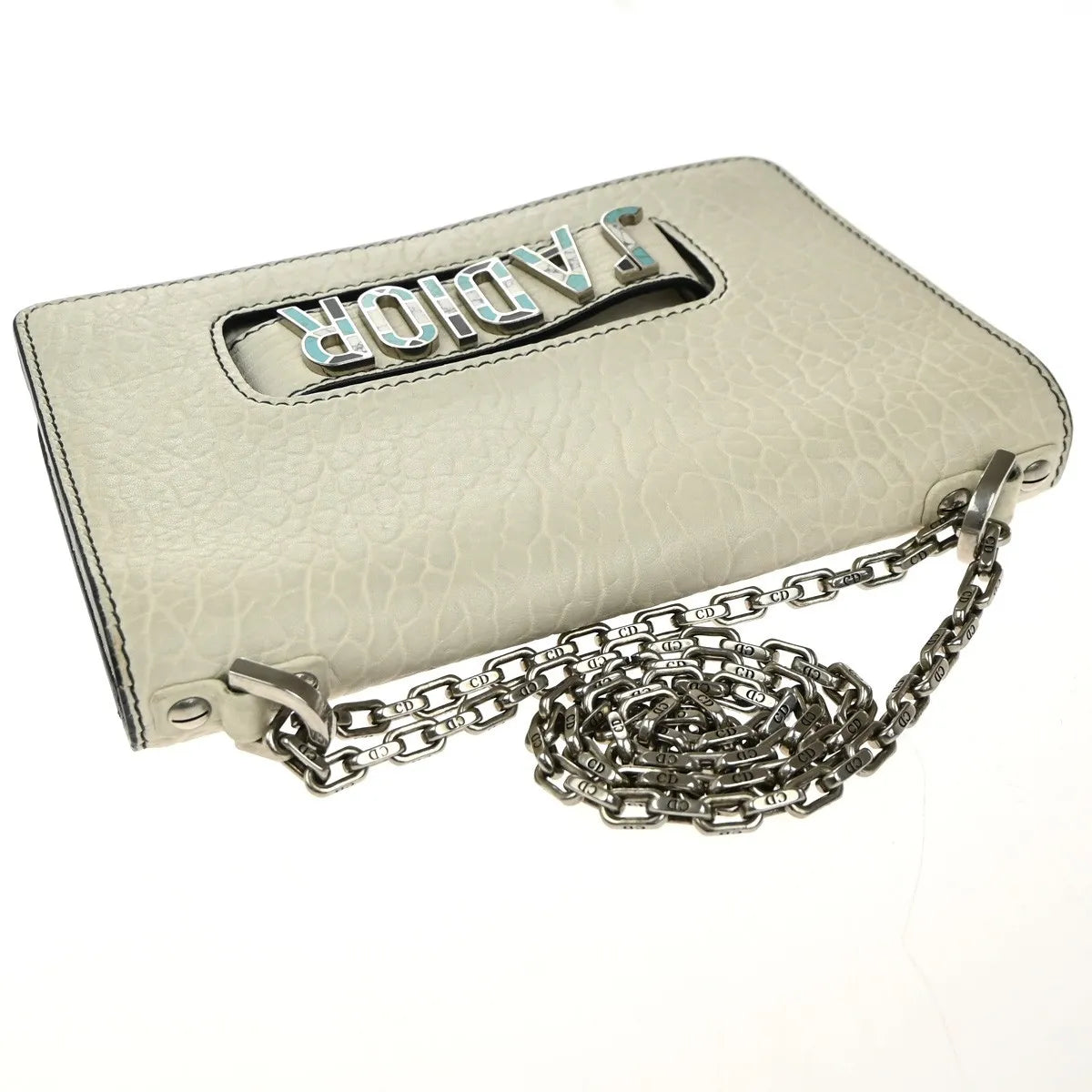 Christian Dior J'Adior Flap Canyon Grained Lambskin with Mosaic Detail, White, Leather, Shoulder Bag
