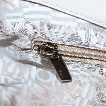 Salvatore Ferragamo Vintage Gancini Hobo Leather, White, Leather, Shoulder Bag
