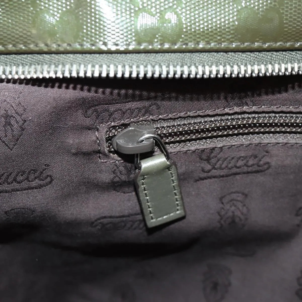 Gucci Zip Top Messenger GG Imprime, Khaki, Canvas, Shoulder Bag