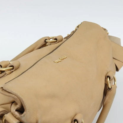Miu Miu Convertible Satchel Leather, Beige, Leather, Handbag