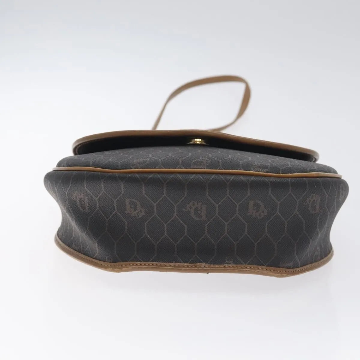 Christian Dior Vintage Honeycomb Flap Coated Canvas, Black, Canvas, Shoulder Bag