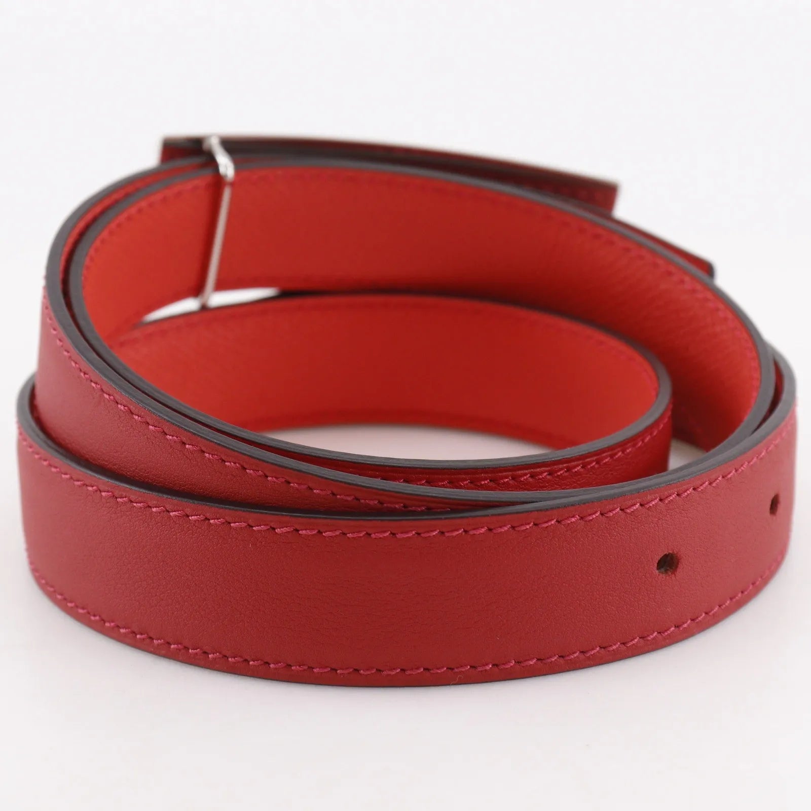 Hermes Rivale Reversible Belt Leather, Red, Leather, Belt