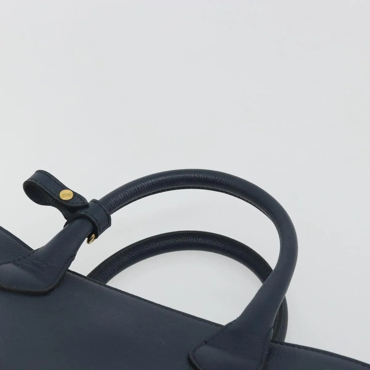 Burberry Banner Tote Leather and House Check Canvas, Navy, Leather, Handbag