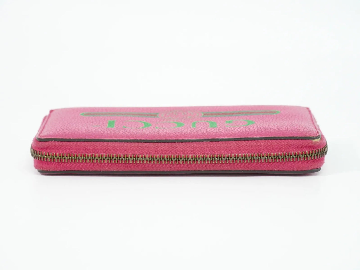 Gucci Vintage Logo Zip Around Leather, Pink, Leather, Wallet