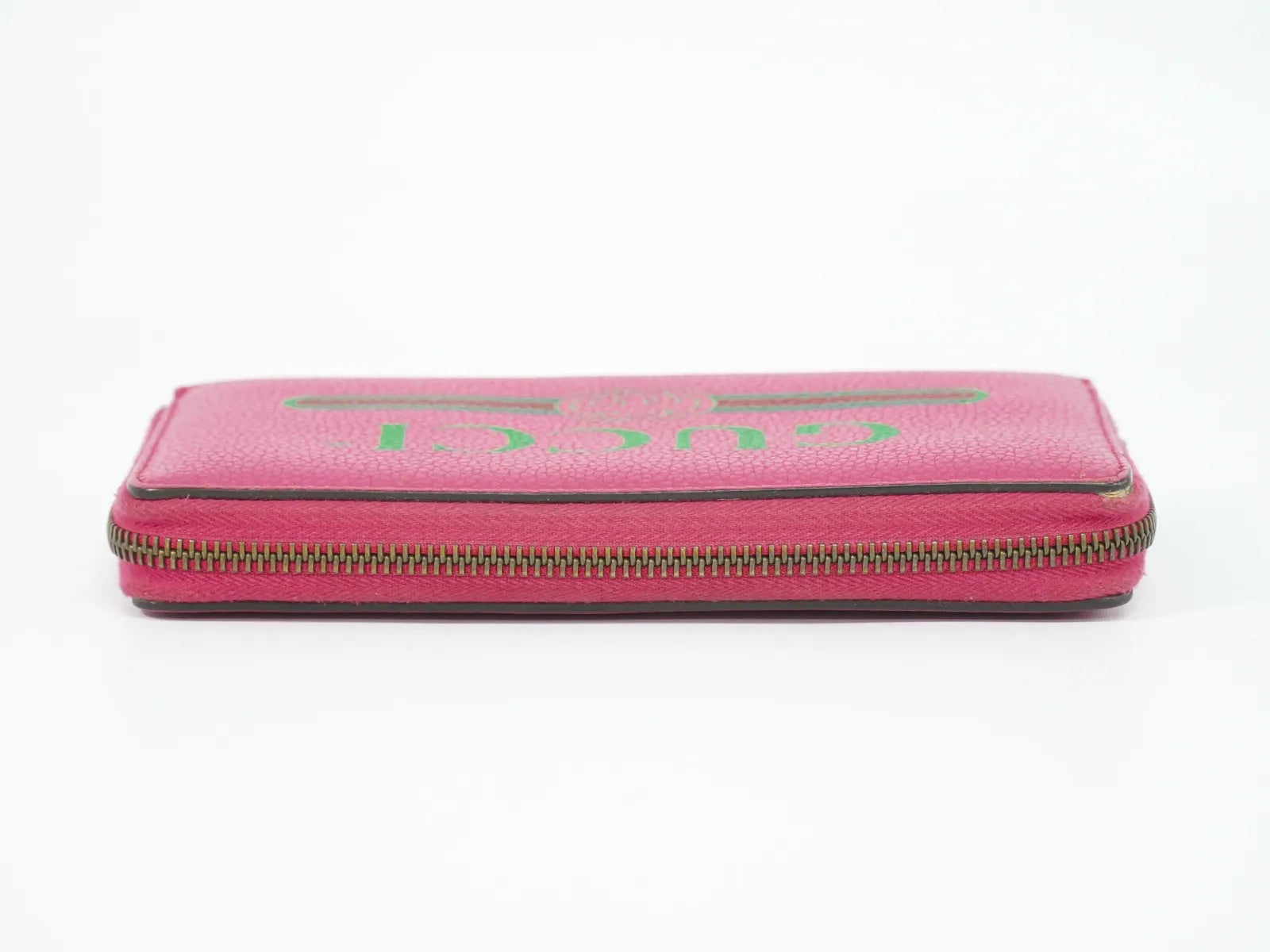 Gucci Vintage Logo Zip Around Leather, Pink, Leather, Wallet