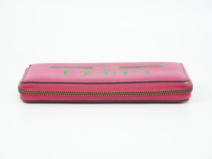 Gucci Vintage Logo Zip Around Leather, Pink, Leather, Wallet