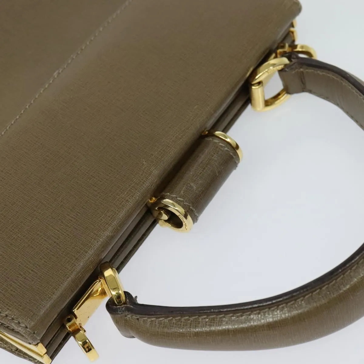 Salvatore Ferragamo Gancini Leather, Brown, Leather, Handbag