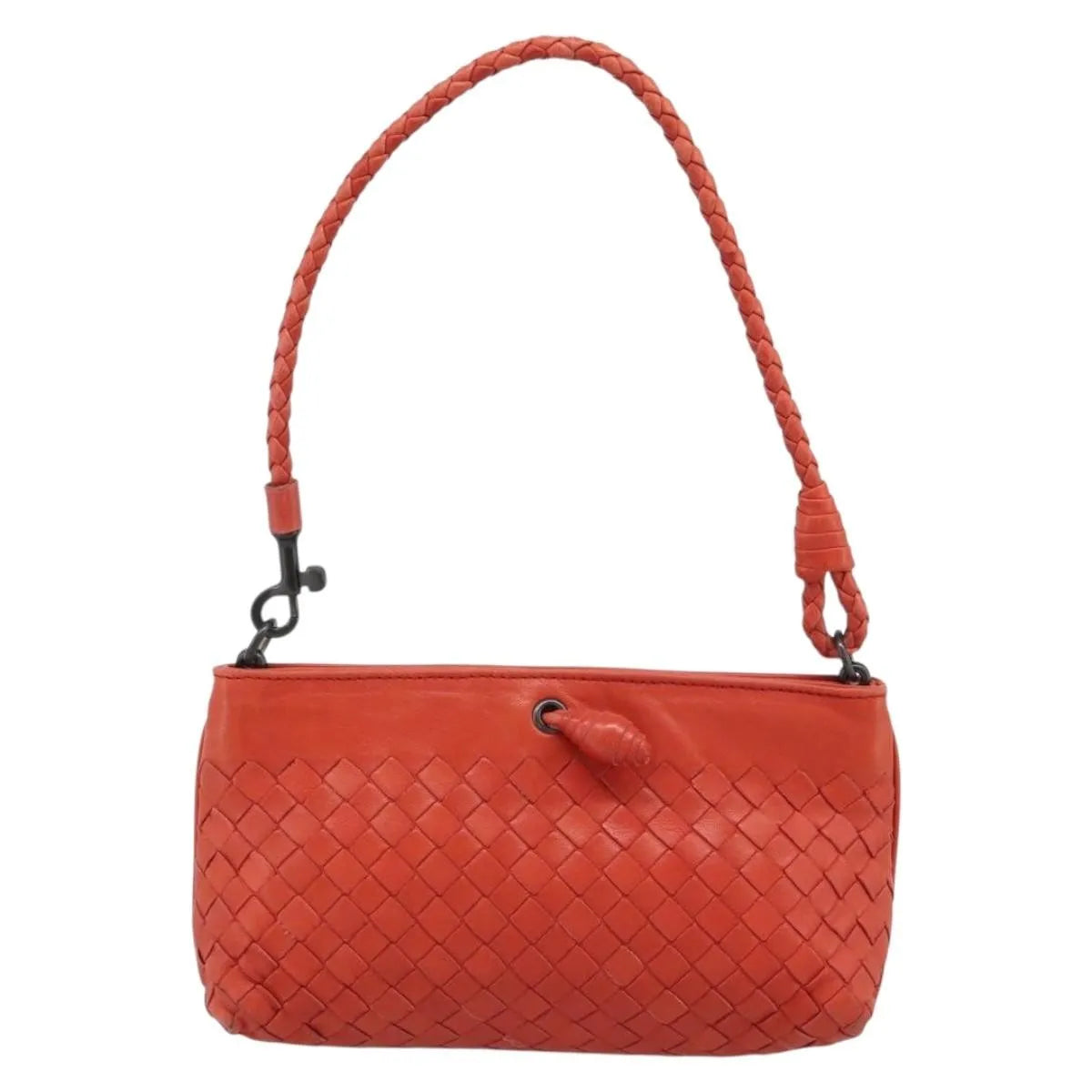 Bottega Veneta Zip Clutch Leather with Intrecciato Snakeskin Detail, Red, Leather, Clutch
