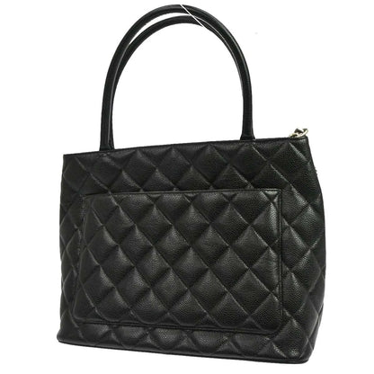 Chanel Medallion Tote Quilted Caviar, Black, Leather, Tote Bag