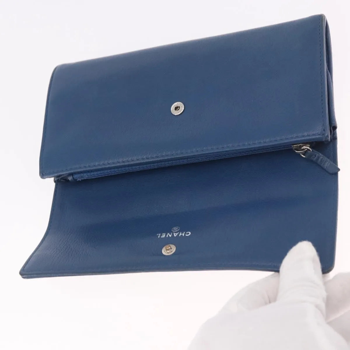 Chanel Lucky Clover Long Flap Wallet Leather, Blue, Leather, Wallet