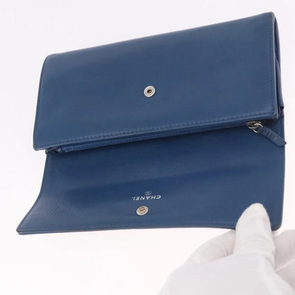 Chanel Lucky Clover Long Flap Wallet Leather, Blue, Leather, Wallet