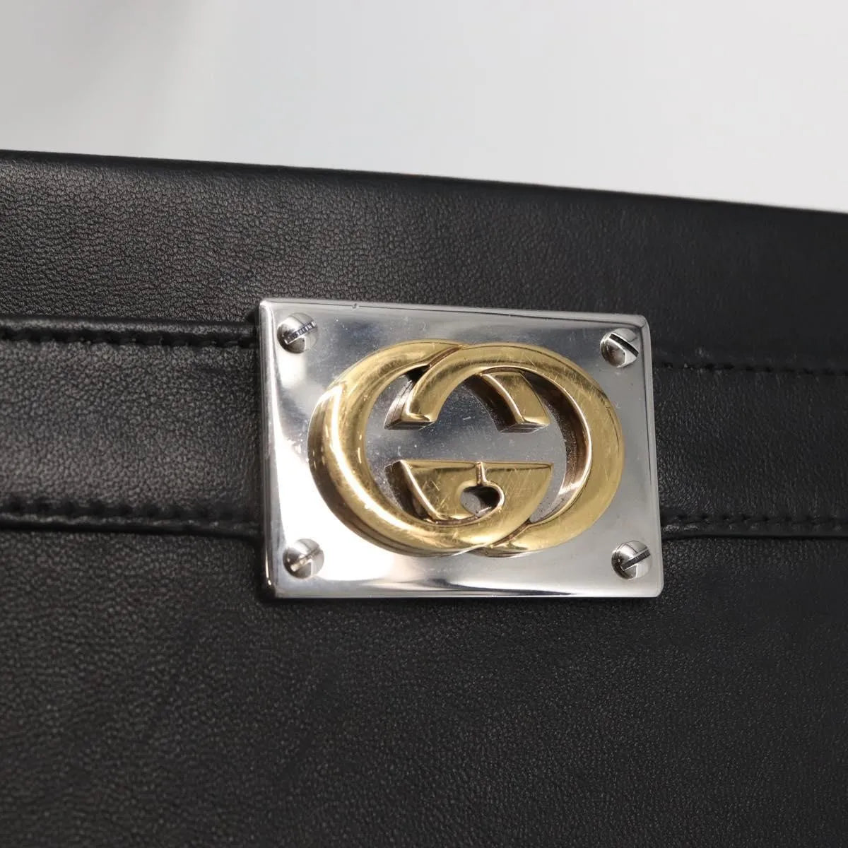 Gucci Linea Matisse Interlocking G Top Handle Tote Leather, Black, Leather, Shoulder Bag