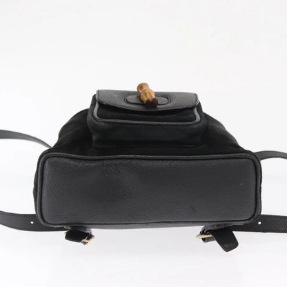 Gucci Vintage Bamboo Suede, Black, Suede, Backpack