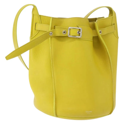 Celine Long Strap Big Bag Bucket Leather, Yellow, Leather, Handbag